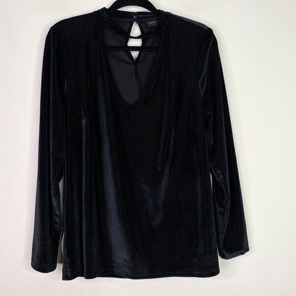Lane Bryant Velour Velvet Fitted Mock-Neck Cutout Top Women's Size 14/16 - Picture 1 of 10